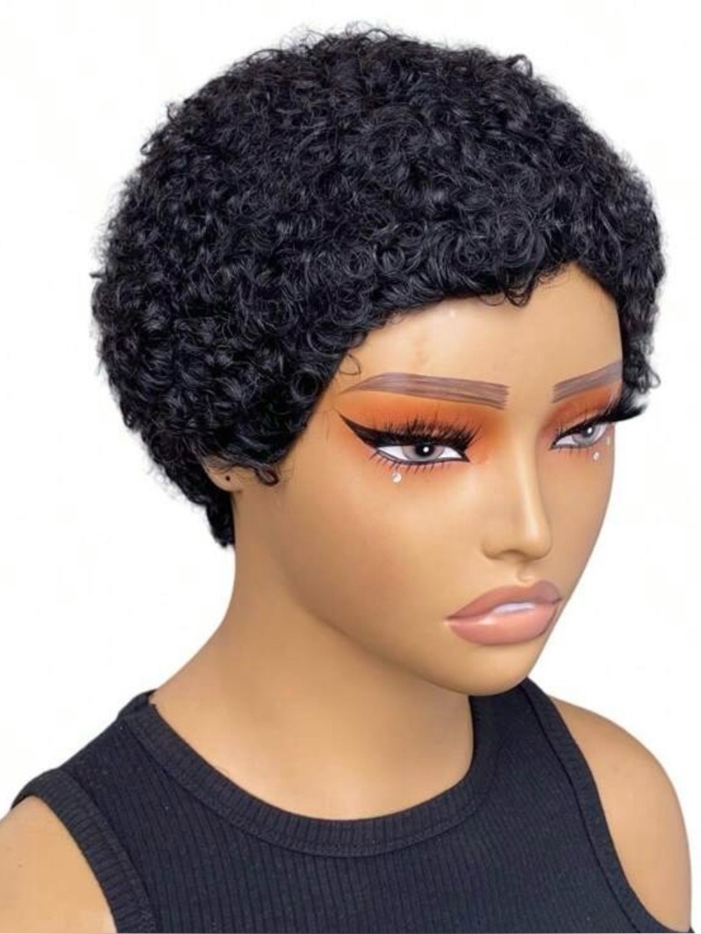 100% Human Hair Short Pixie Cut Wig – Afro Kinky Curly with Bangs